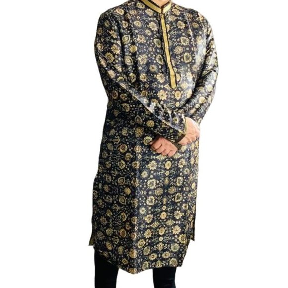 Mens Silk Indian Digital print super soft Kurta Set - Picture 6 of 8